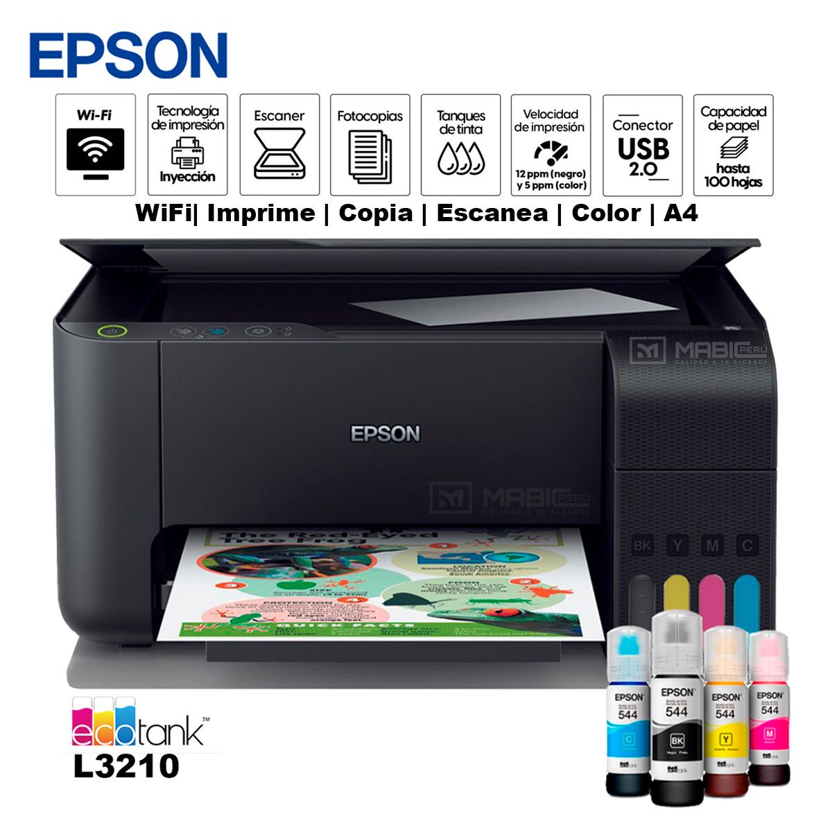 EPSON - Impresora Multifuncional Epson L3210 USB 20