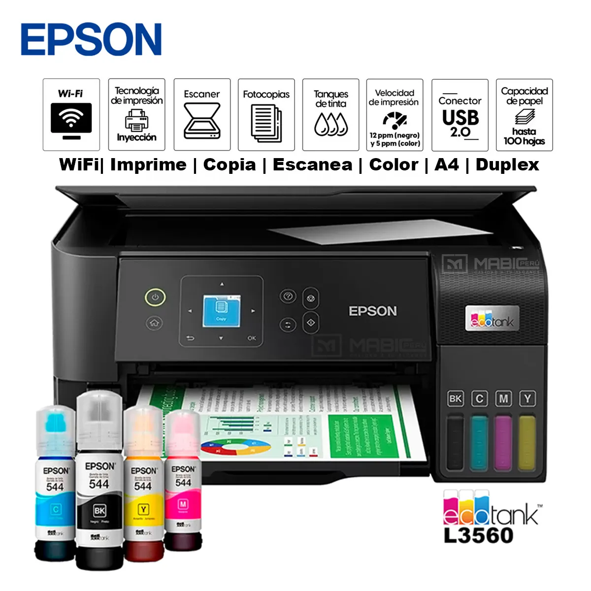 EPSON - Impresora Multifuncional Epson L3560 WIFI USB