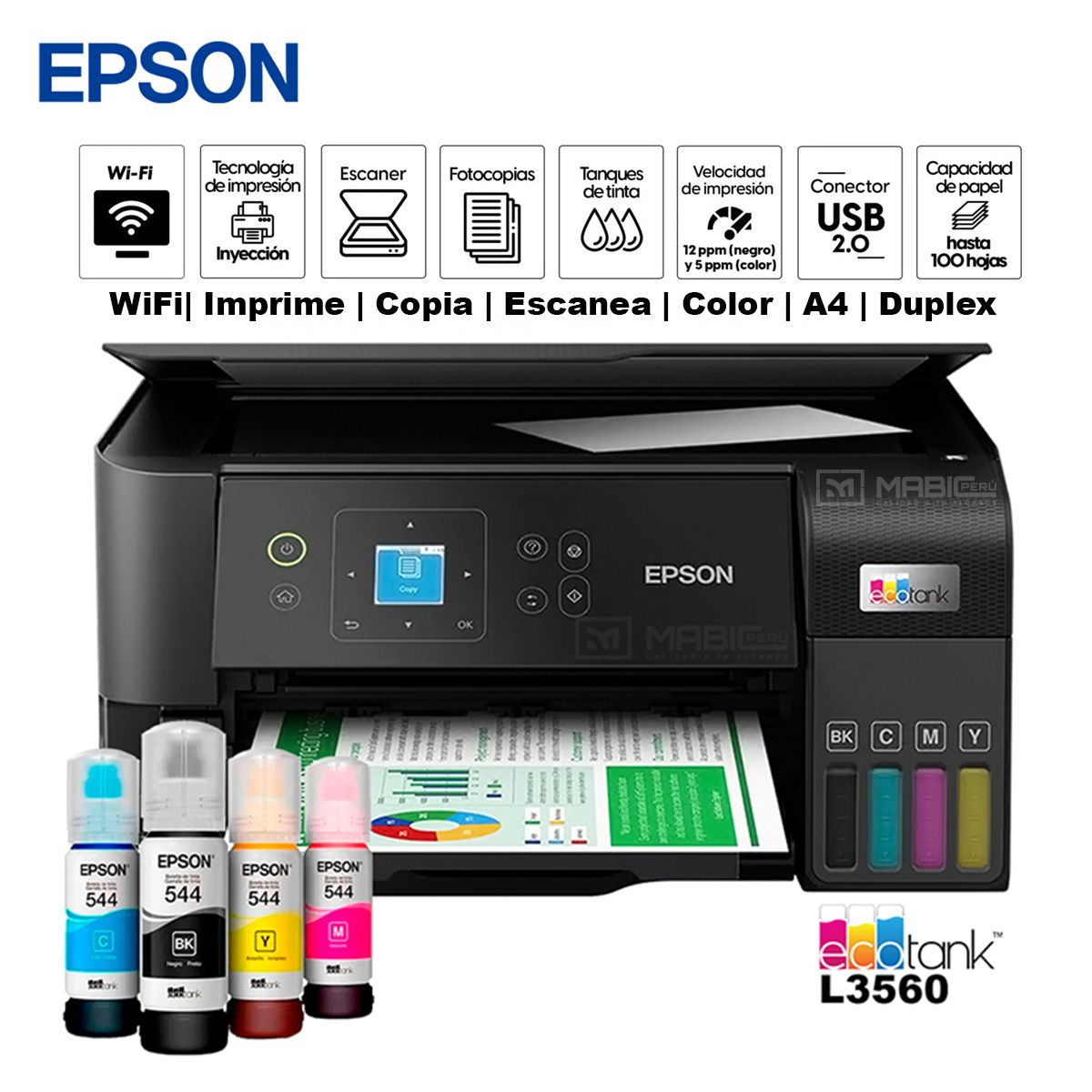 EPSON - Impresora Multifuncional Epson L3560 WIFI USB