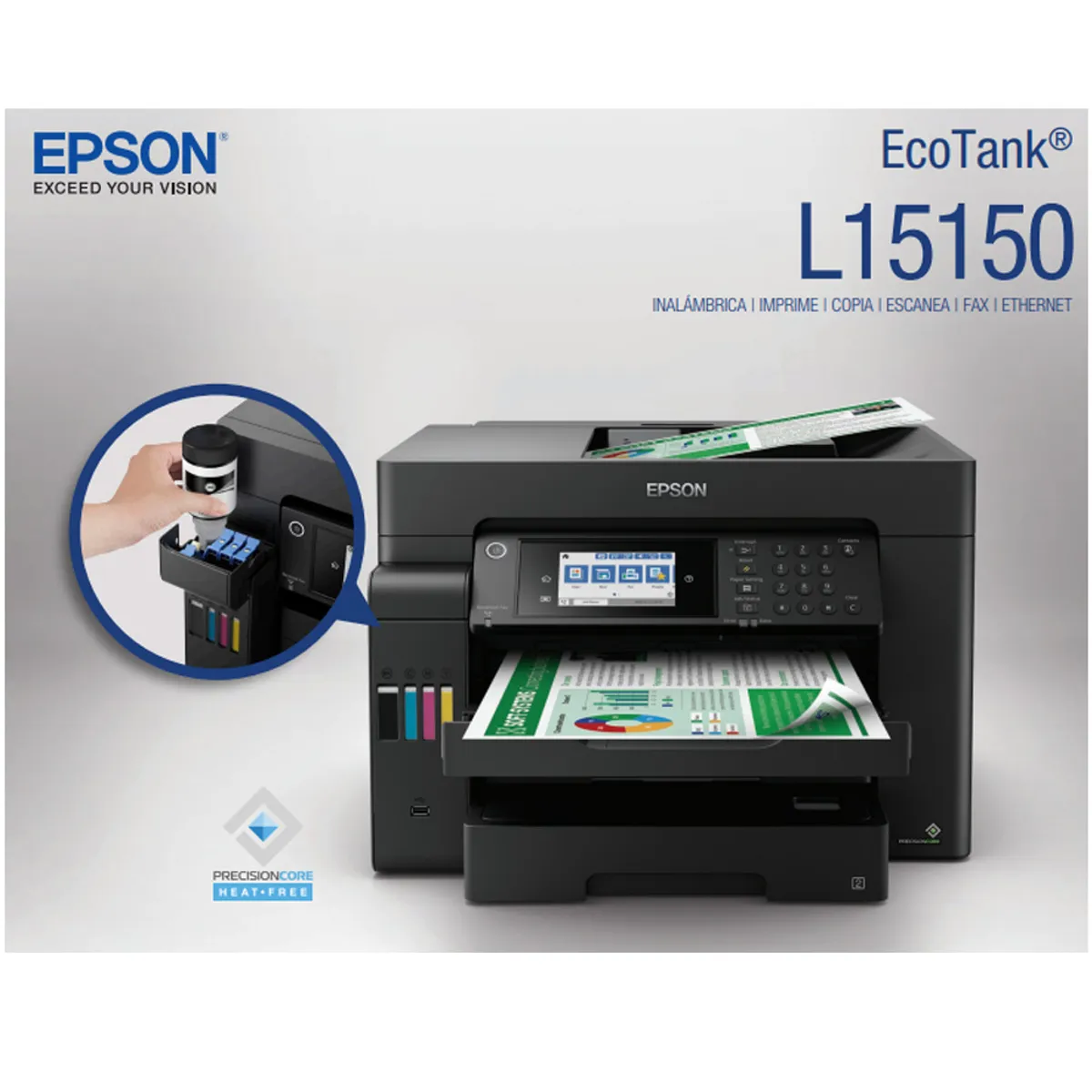 EPSON - Impresora Multifuncional Epson L15150 A3 Duplex WIFI Red ADF FAX