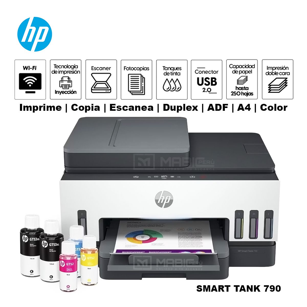 HP - Impresora Multifuncional Hp Smart Tank 790 Duplex Wifi Red ADF