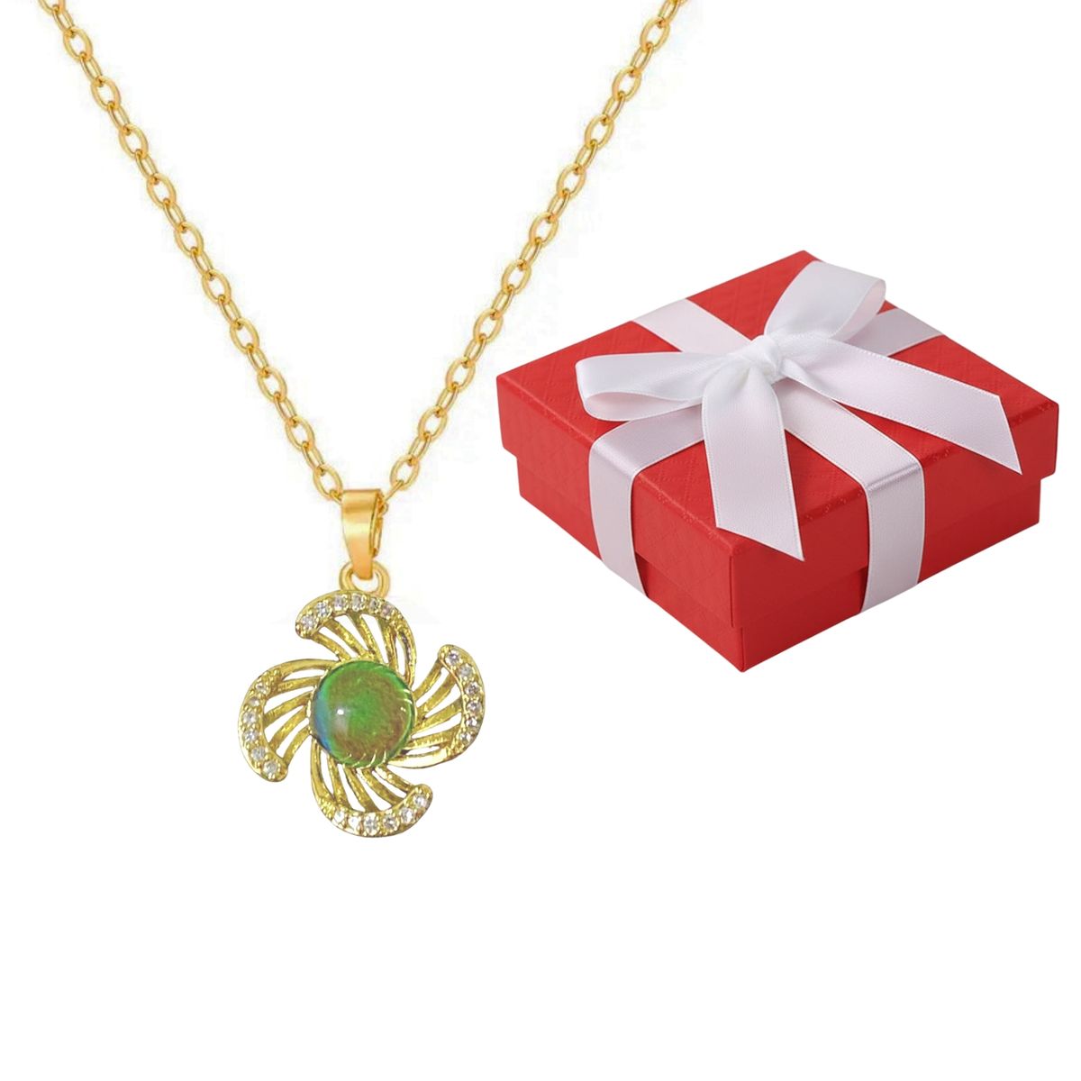 GENERICO - Collar Mujer Flor Molino Tornasol Regalo Novia Mamá Acero Dorado
