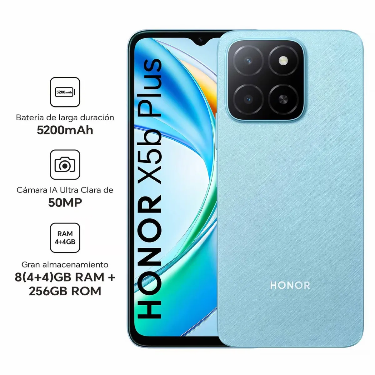 HONOR - Celular Honor X5B Plus 6.5 pulg 4GB RAM 256GB 50MP Ocean Blue