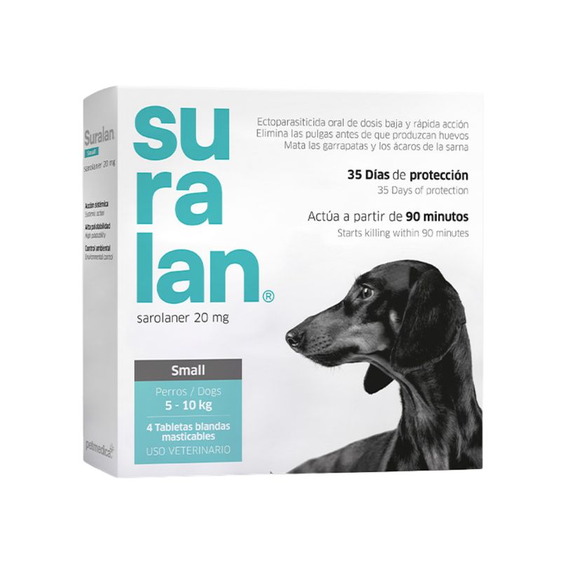GENERICO - ANTIPULGAS PARA PERRO SURALAN SMALL 5 - 10 KG X4 TABLETAS