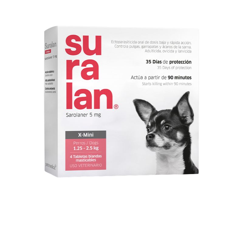 GENERICO - ANTIPULGAS PARA PERRO SURALAN X-MINI1 .25 -2. 5 KGX4TABLETAS