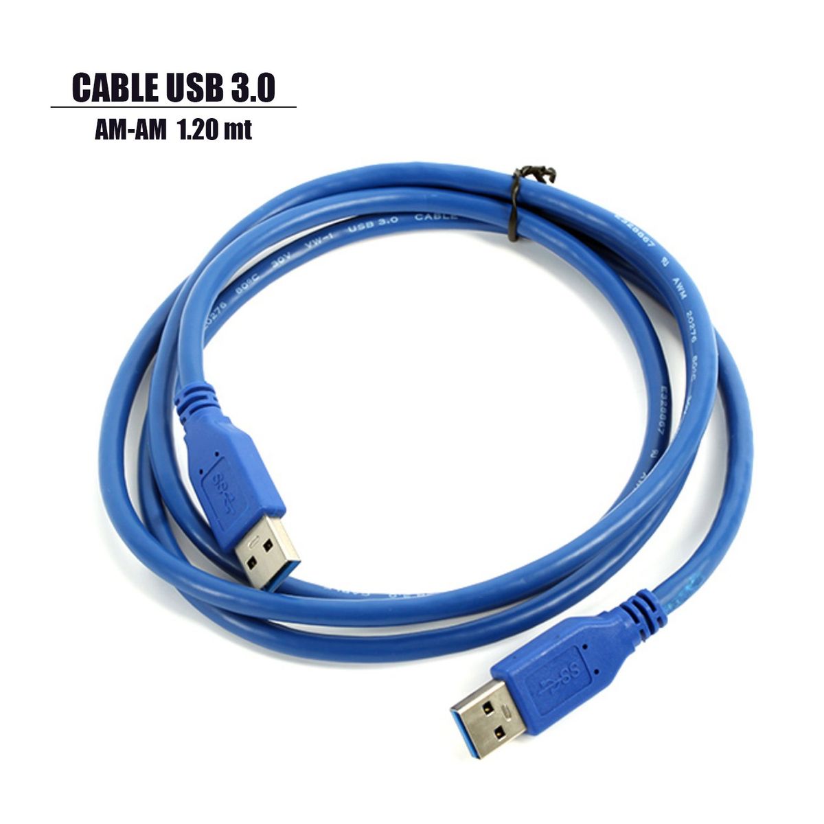 GENERICO - Cable USB 3.0 USB-A macho a USB-A macho USB3.0 1.2 metros