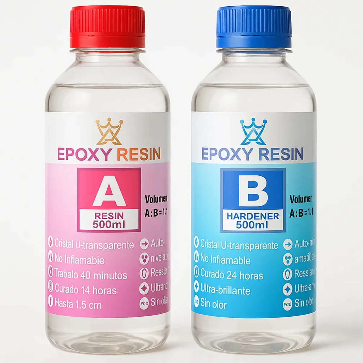GENERICO - Resina Epóxica 1 Litro 1x1 Transparente De Alto Brillo
