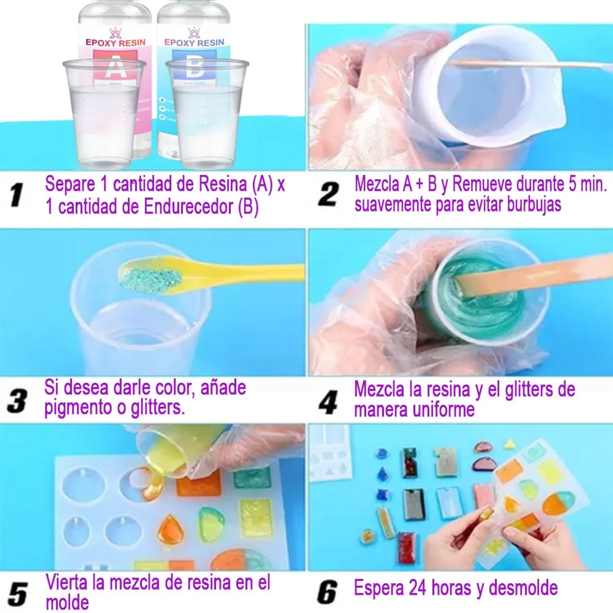 GENERICO - Resina Epóxica 1 Litro 1x1 Transparente De Alto Brillo