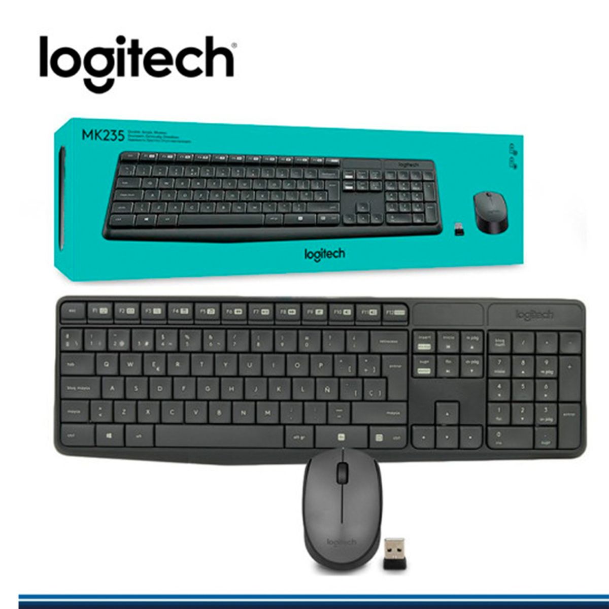 LOGITECH - Kit Teclado Mouse Inalámbrico Logitech MK235 Multimedia USB