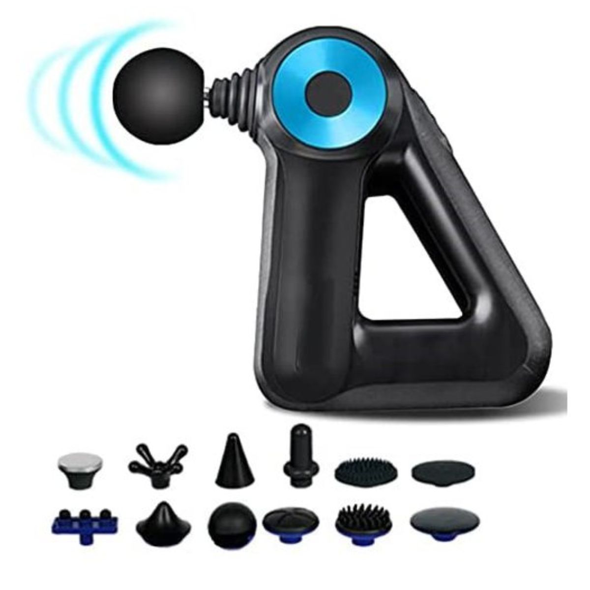 GENERICO - Pistola de Fascia Percusión con 12 cabezales de Masaje