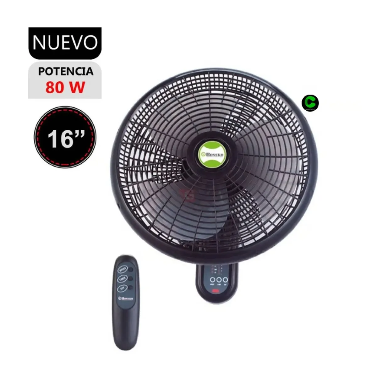 BOSSKO - Ventilador de Pared Bossko BK-8210PD 80W 3 velocidades
