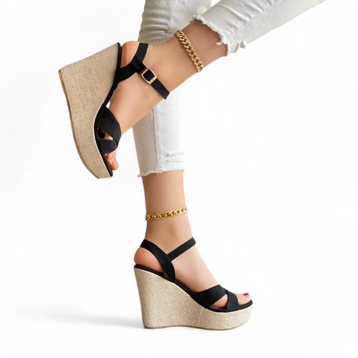 GENERICO - Sandalia Mujer Yomar Cairo Quero Plataforma 12 Color Negro