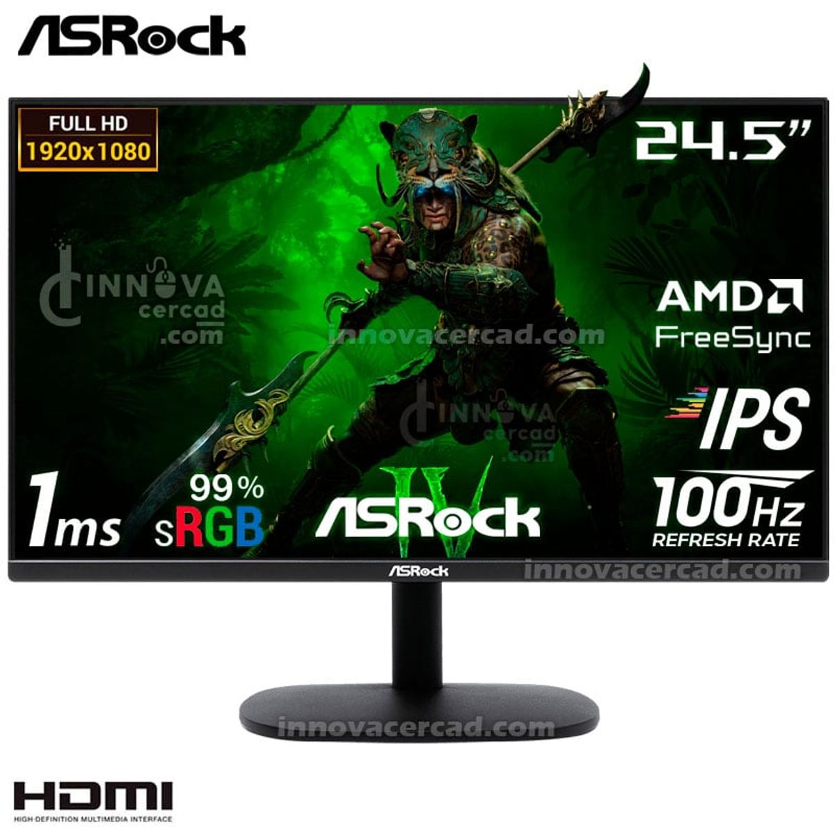 ASROCK - Monitor Gaming CL25FF ASRock 25 Full HD IPS 100hz 1Ms AMD FreeSync.
