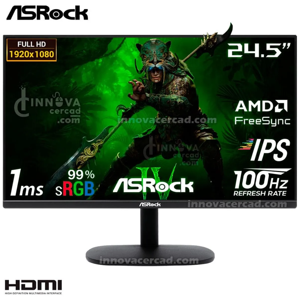 ASROCK - Monitor Gaming CL25FF ASRock 25 Full HD IPS 100hz 1Ms AMD FreeSync.