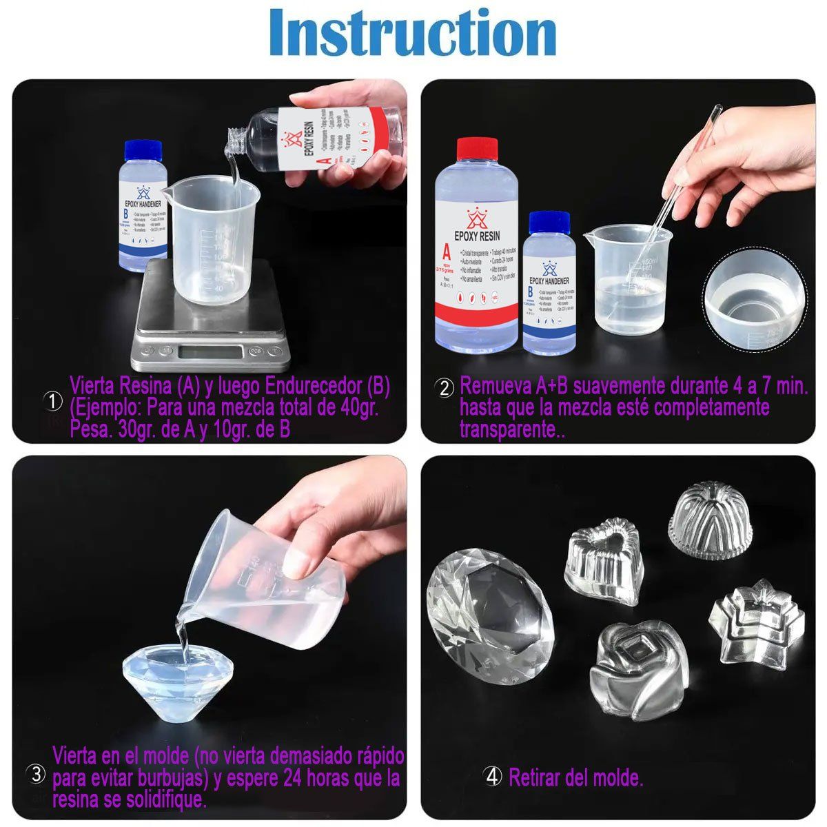 GENERICO - Resina Epóxica 1 Kilo 3x1 Transparente Alto Transito Brillante