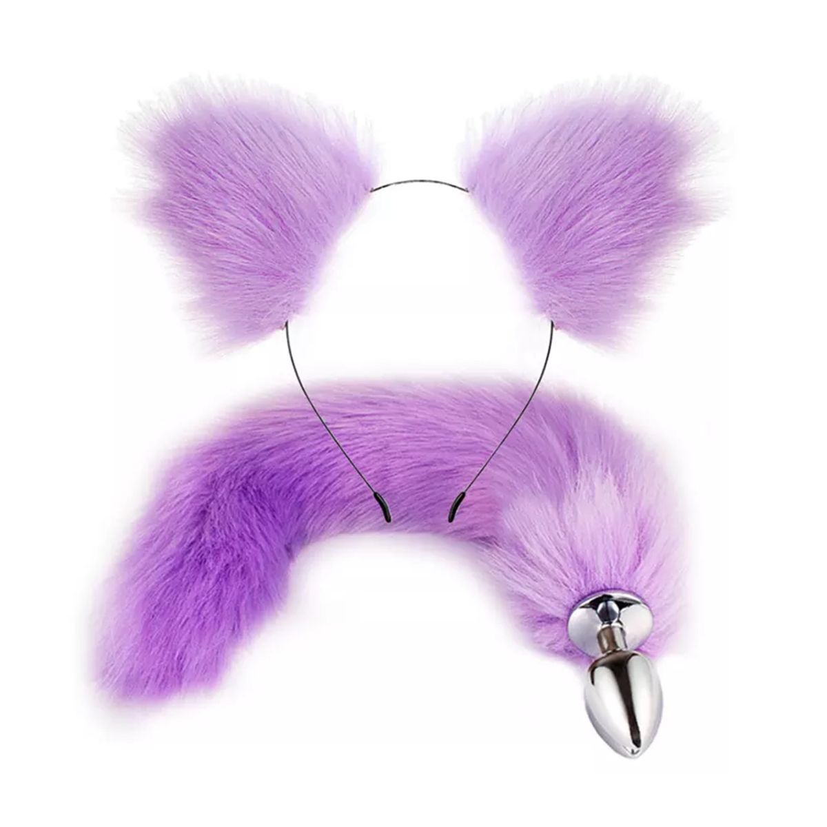 GENERICO - Pack gatita plug anal estilo cola-Morado