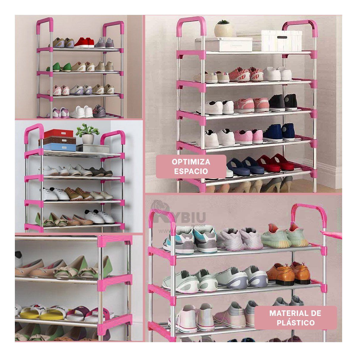 GENERICO - Portazapatos Eficiente y Facil 5 N Rosado Y+Regalo Stickers