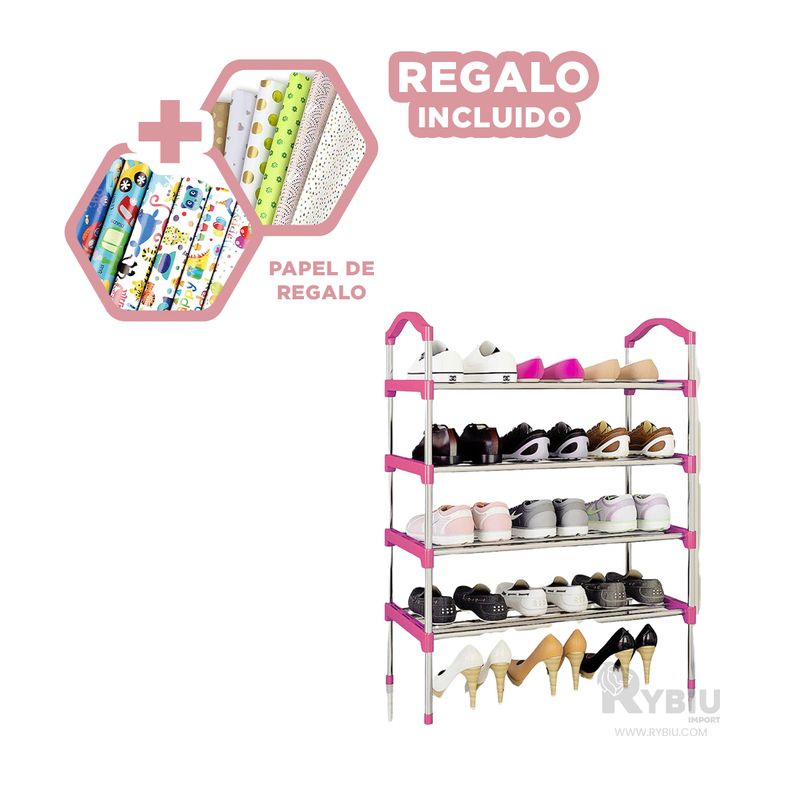 GENERICO - Portazapatos Espacioso y Practico 5 N Rosado Y+Gift Stickers