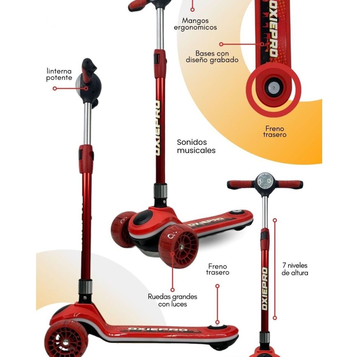 OXIEPRO - Scooter Elite oxie pro rojo negro