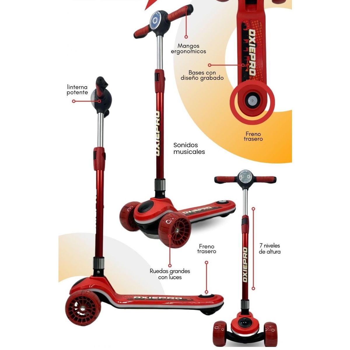 OXIEPRO - Scooter Elite oxie pro rojo negro