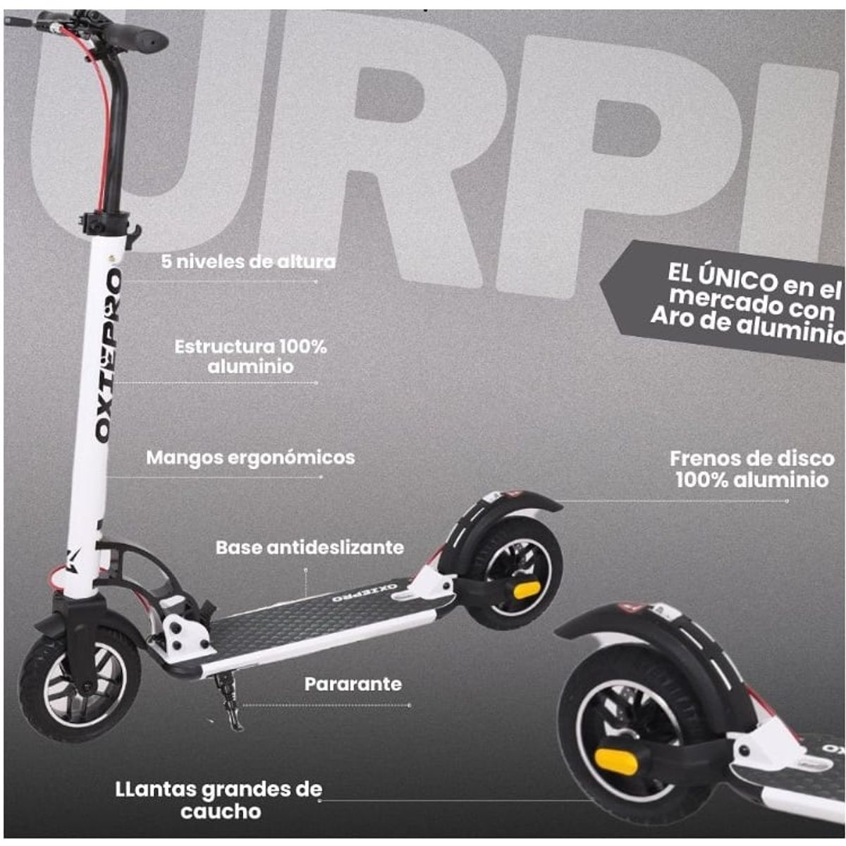 OXIEPRO - Scooter Grande de Aluminio «URPI» Blanco