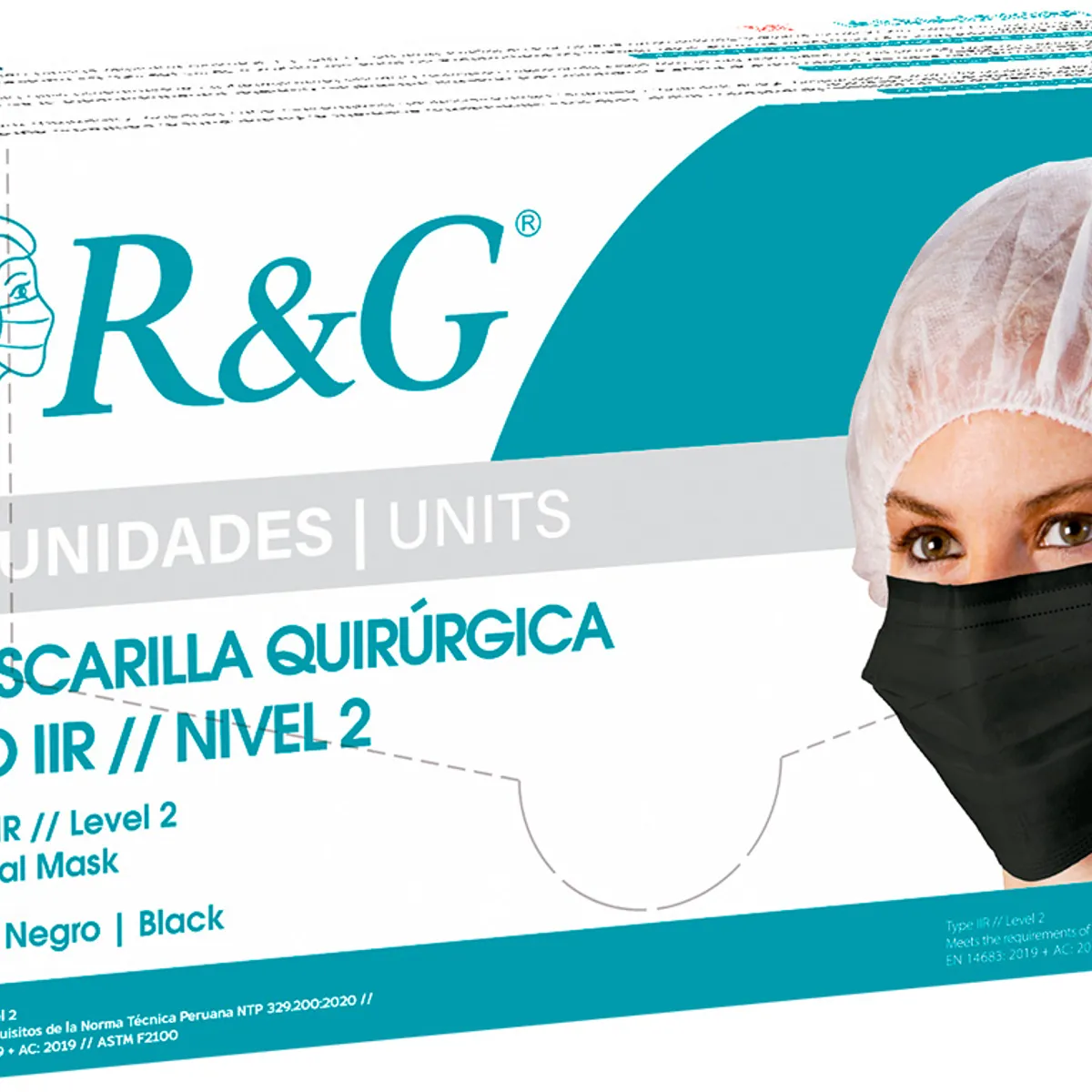 R&G - Mascarilla Quirúrgica Descartable R&G Color Negro R&G Caja x 40 und