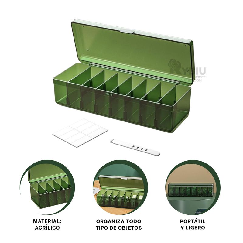 RYBIU IMPORT - Contenedor Multifuncional de Color Verde Y+Post-it Adhesivos