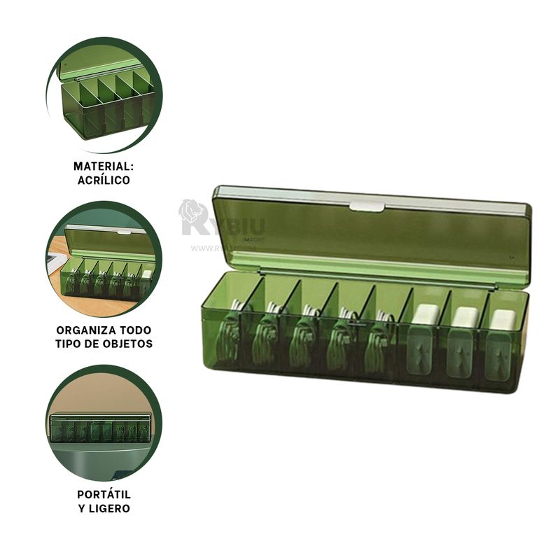 RYBIU IMPORT - Contenedor Util para Guardar en Verde Y+Banderitas Adhesivas