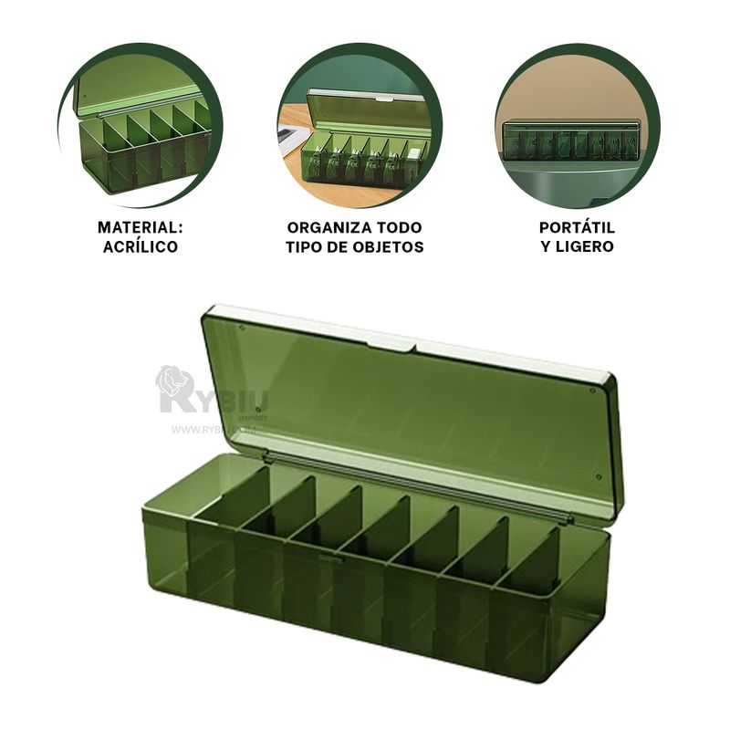 RYBIU IMPORT - Contenedor de Uso Variado en Color Verde Y+Ligas de Regalo