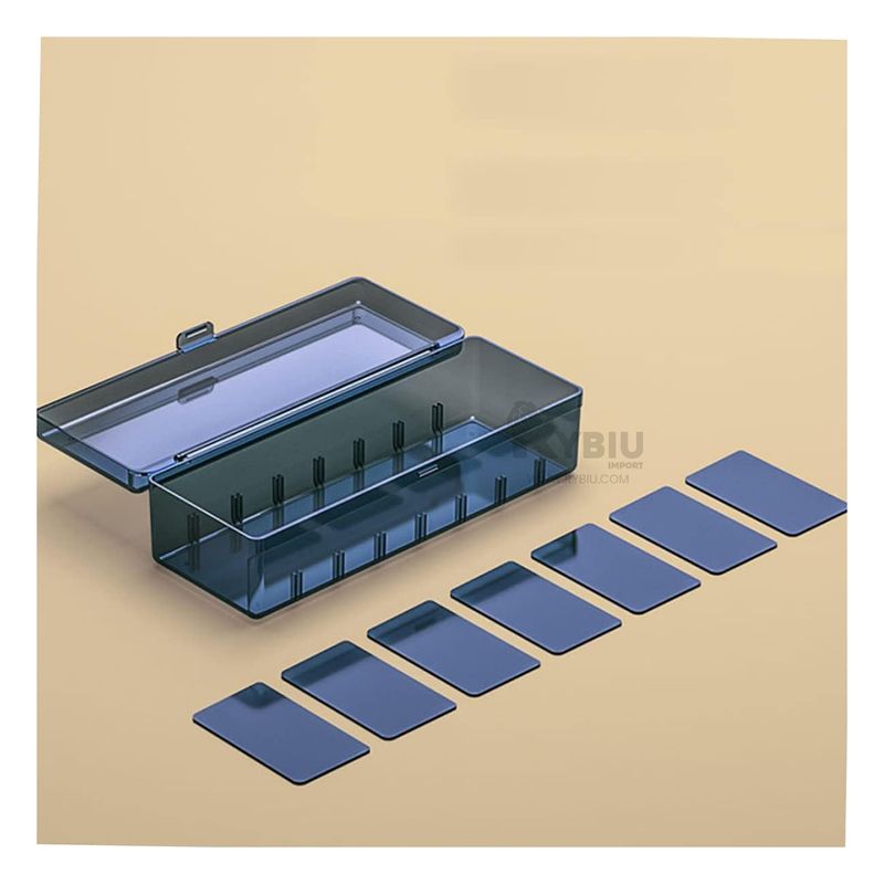 RYBIU IMPORT - Caja para Maquillaje de Acrilico en Azul Y+Papel de Regalo