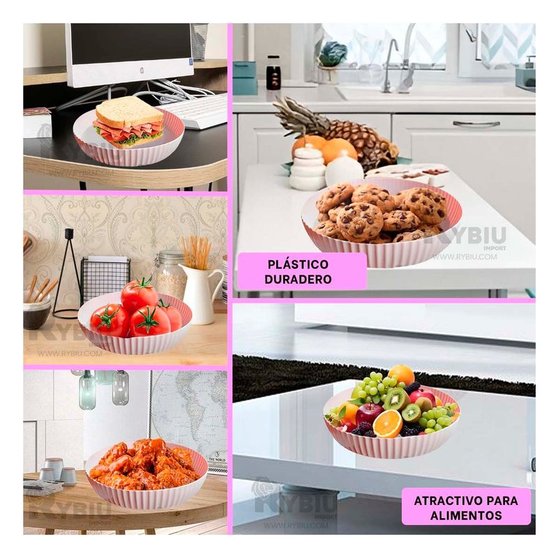 RYBIU IMPORT - Recipiente para Frutas en Color Rosado Y+Post-it Adhesivos