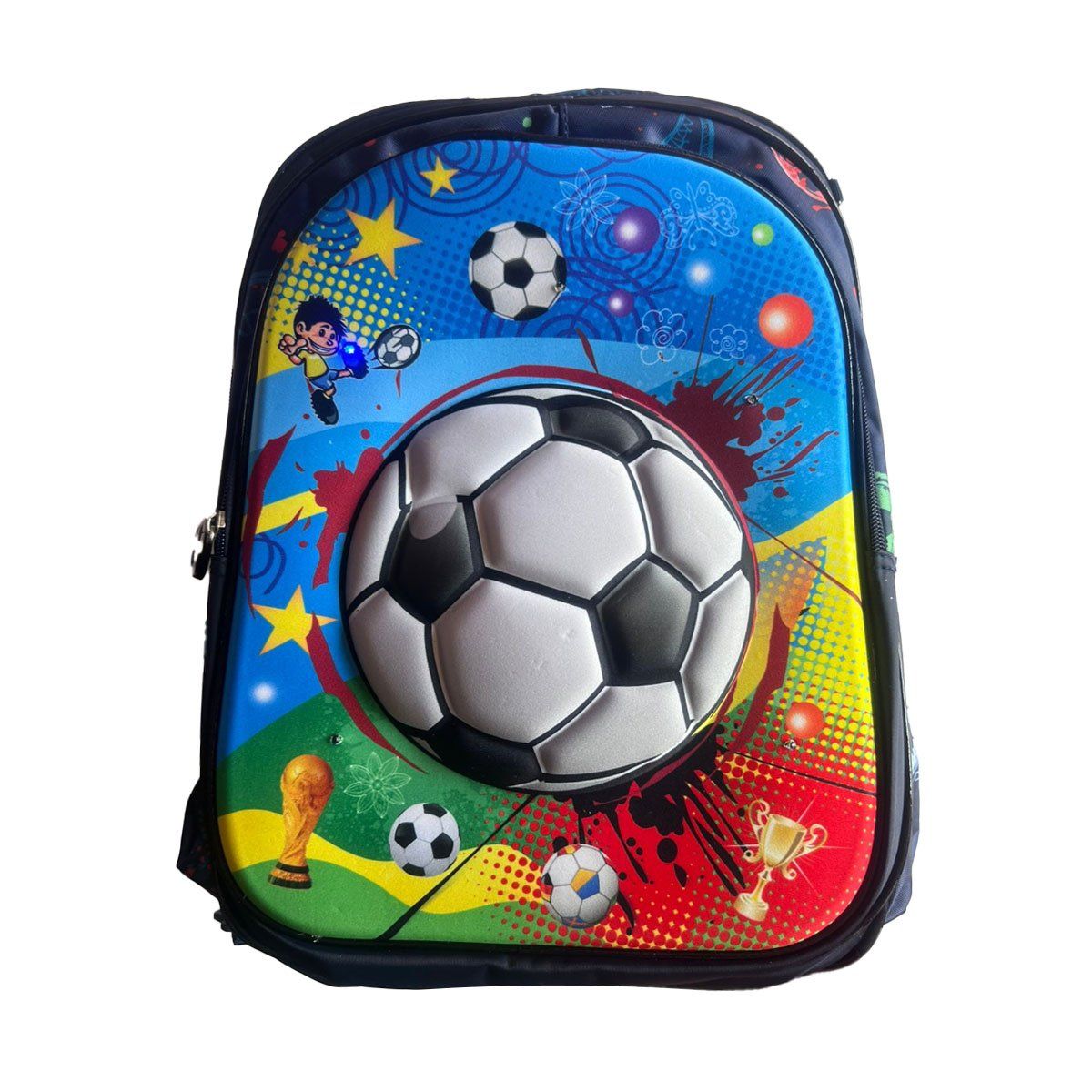 GENERICO - Set Mochila Lonchera Cartuchera Luces Ruedas Eva 3D Futbol