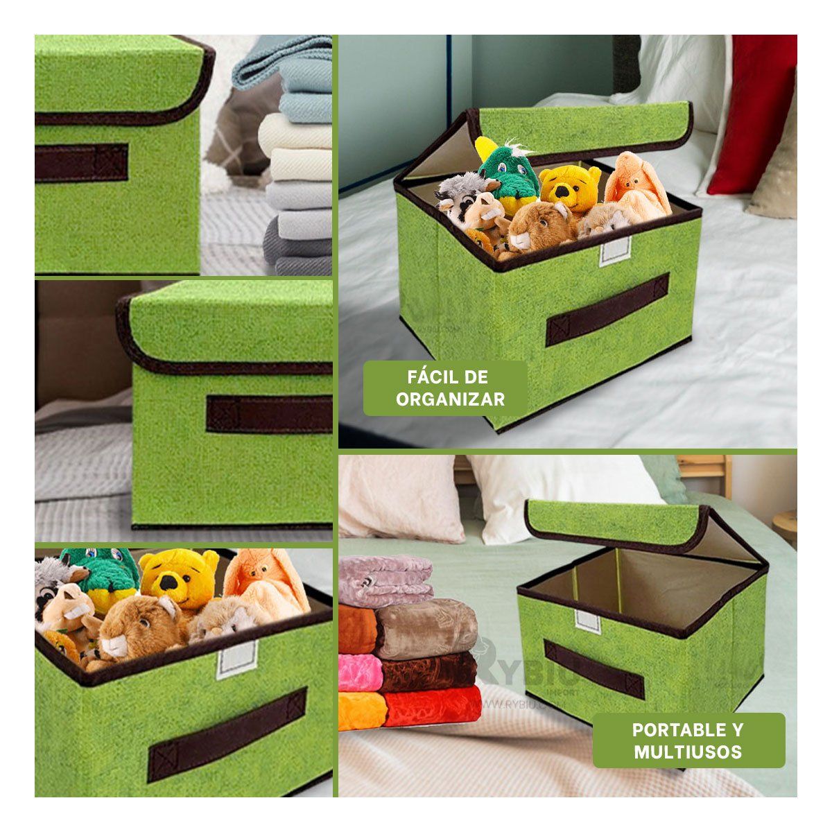 GENERICO - Cesta Resistente de Tela Verde Y+Ligas de Regalo