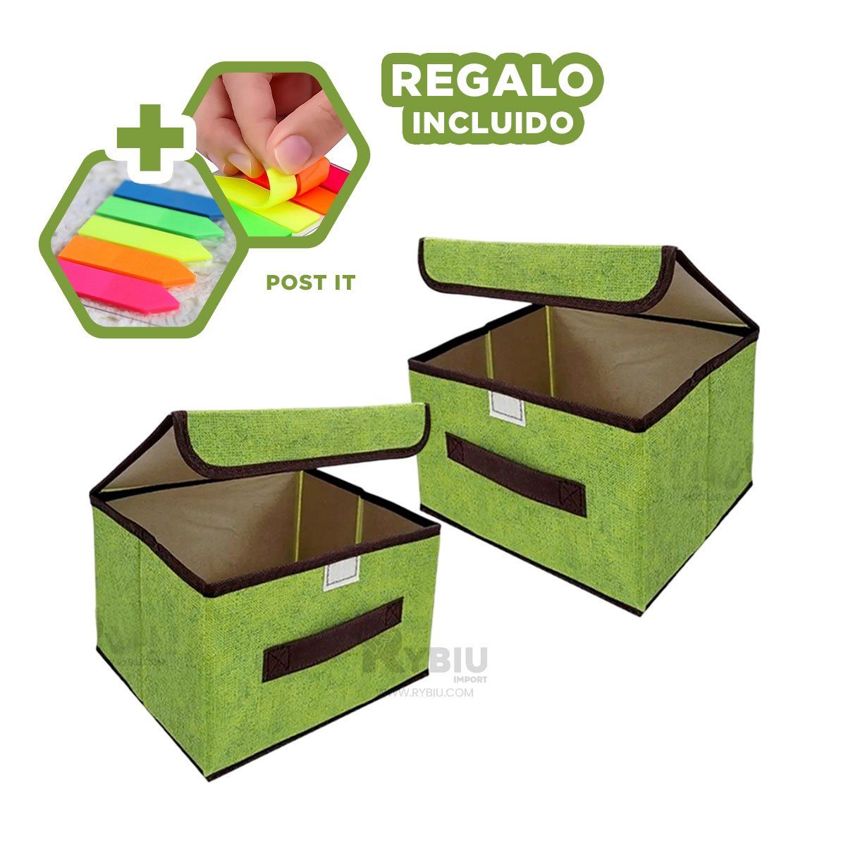 GENERICO - Cesta Resistente de Tela Verde Y+Ligas de Regalo