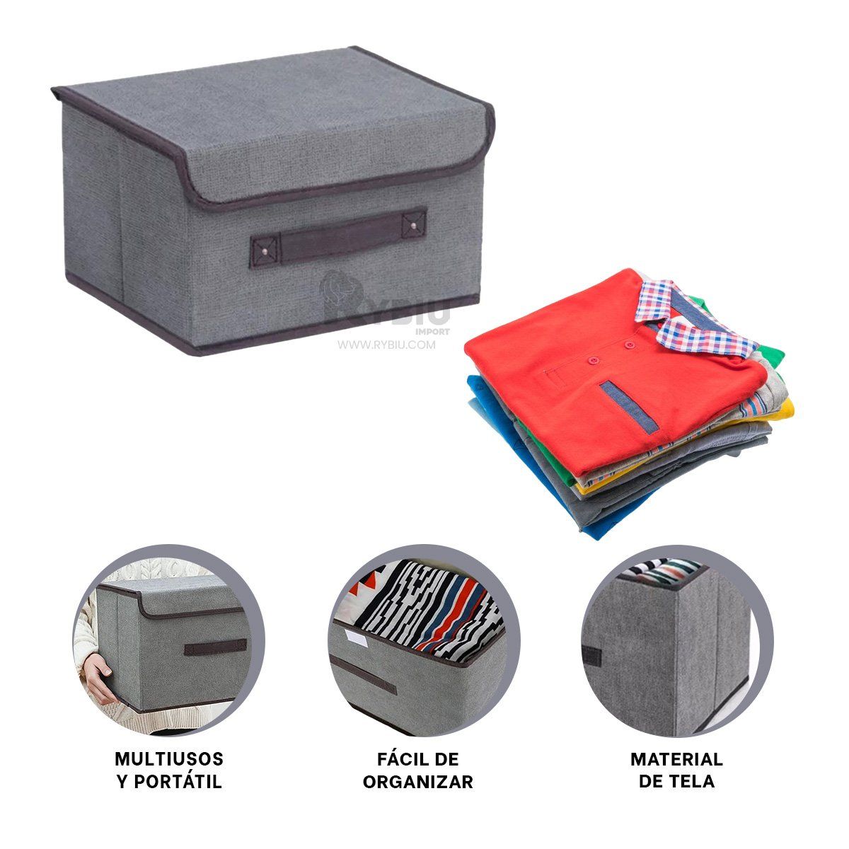 GENERICO - Caja Organizadora Porta Tela Multiusos Amplio de Color Plomo