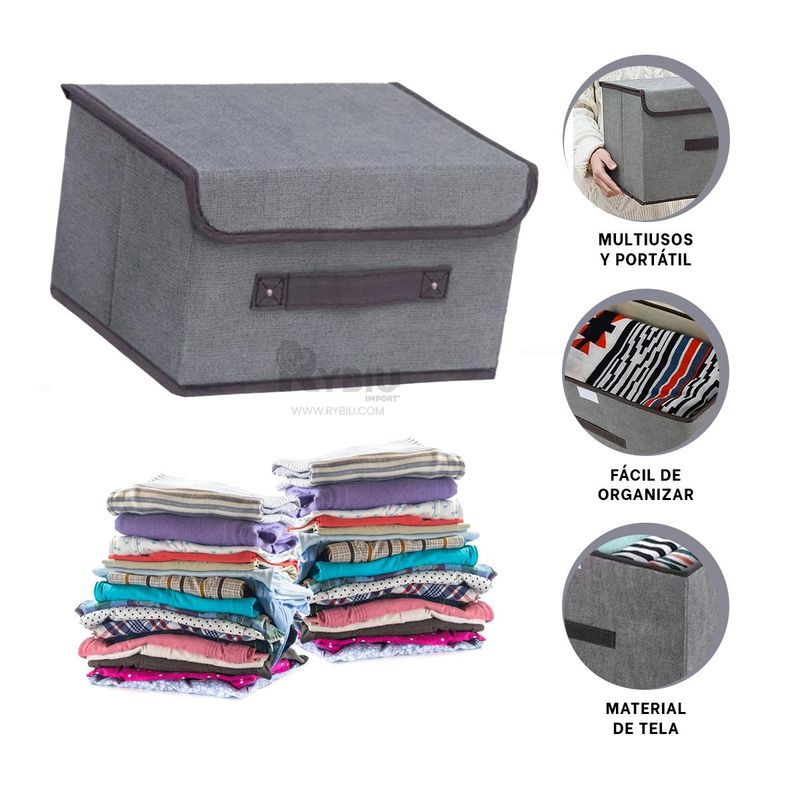 RYBIU IMPORT - Cesto Tipo Equipaje en Color Plomo Y+Gift MiniAgenda