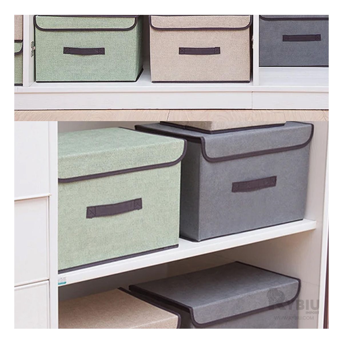 RYBIU IMPORT - Cesto Moderno Practico en Color Plomo Y+Regalo Agendita