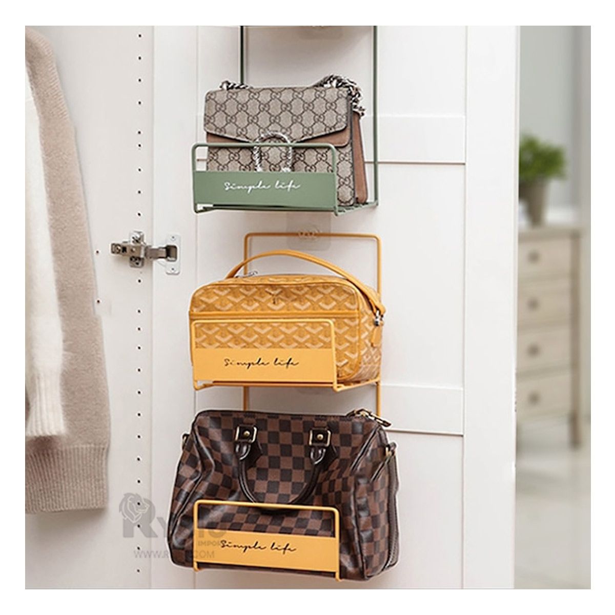 RYBIU IMPORT - Ordenador de Bolsos en Amarillo Y+Regalo Ligas para Peinar