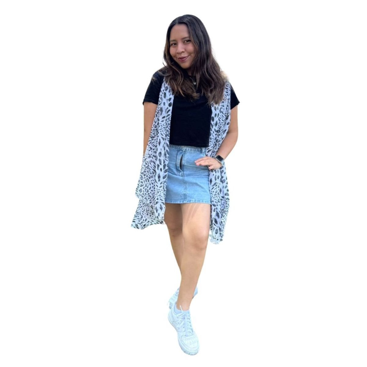 KAST PE - Kimono Mujer Chaleco delgado Tundra Animal Print - Talla ML