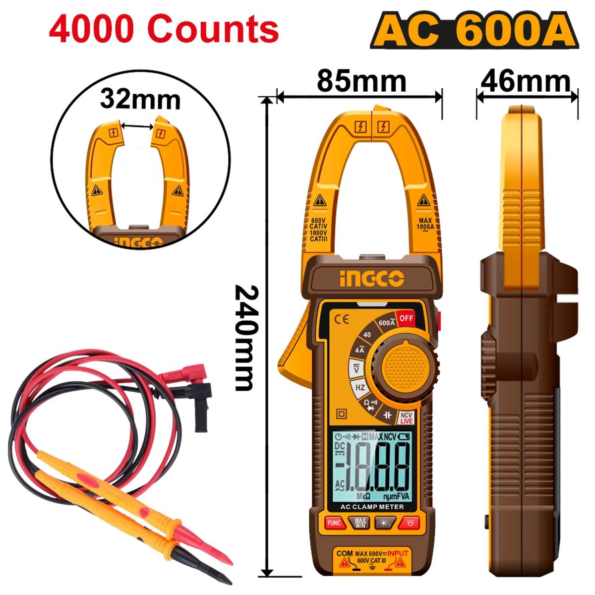 INGCO TOOLS - MULTIMETRO PINZA AMPERIMETRICA  Alicates dieléctricos, 5 desarmadores