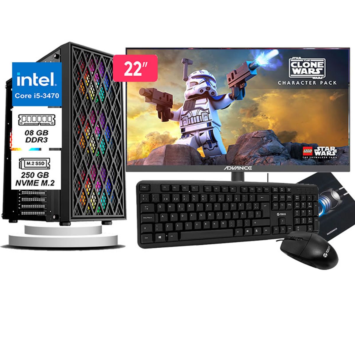 GENERICO - Computadora Pc Intel Core i5 3470  Monitor 22 fhd' RAM 8GB SSD 256GB