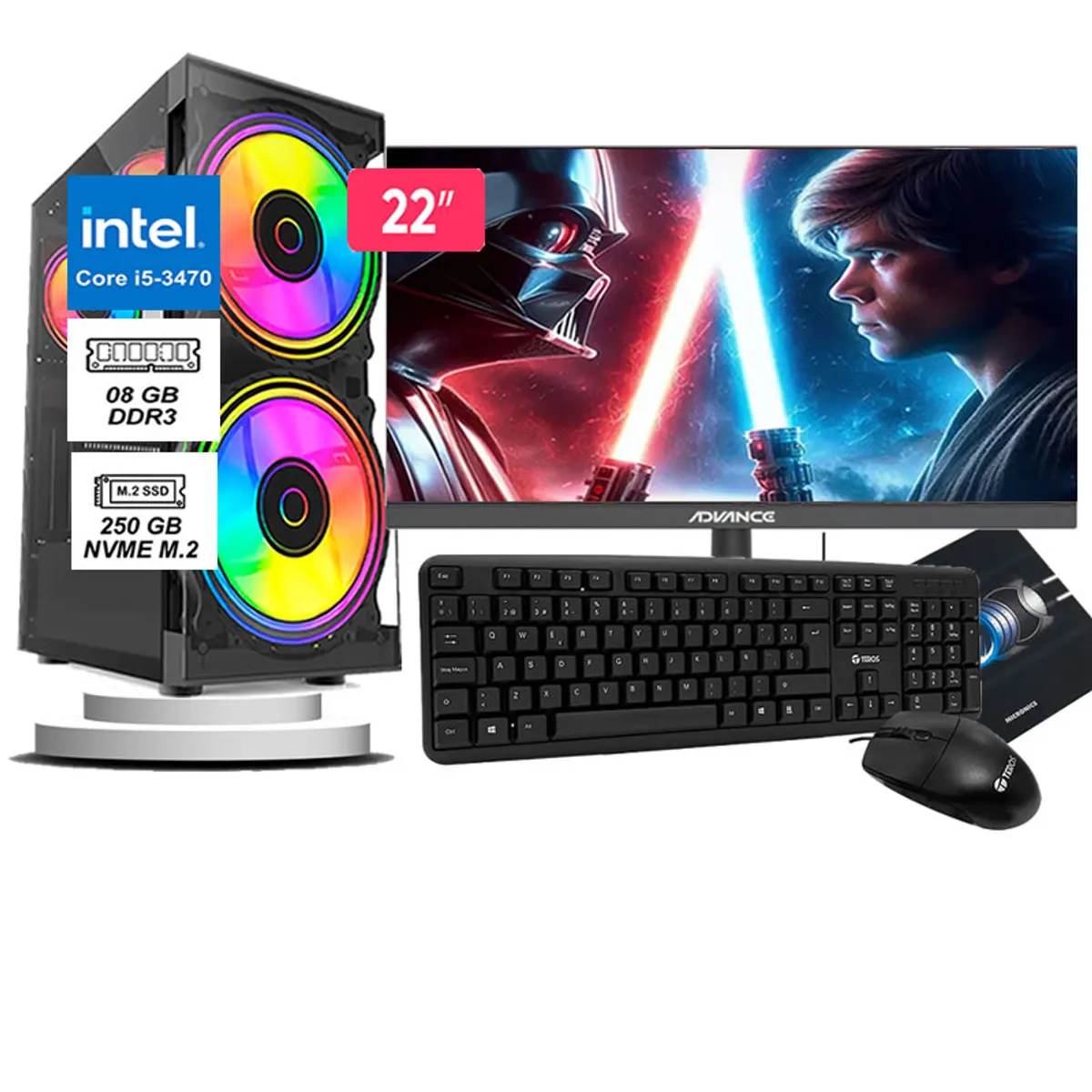 ADVANCE - Computadora Pc Intel Core i5 3470  Monitor 22 fhd' RAM 8GB SSD 256GB