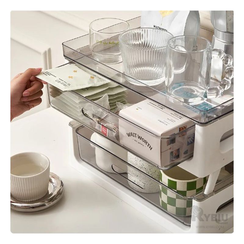 RYBIU IMPORT - Organizador de 2 Pisos 395x27x235 Blanco Y+Papel de Regalo