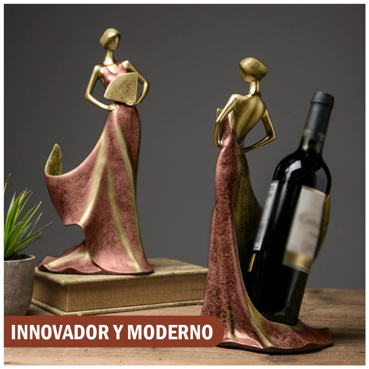 KELLER - Organizador Adorno Soporte de Botellas Porta Vino Rojo AC1