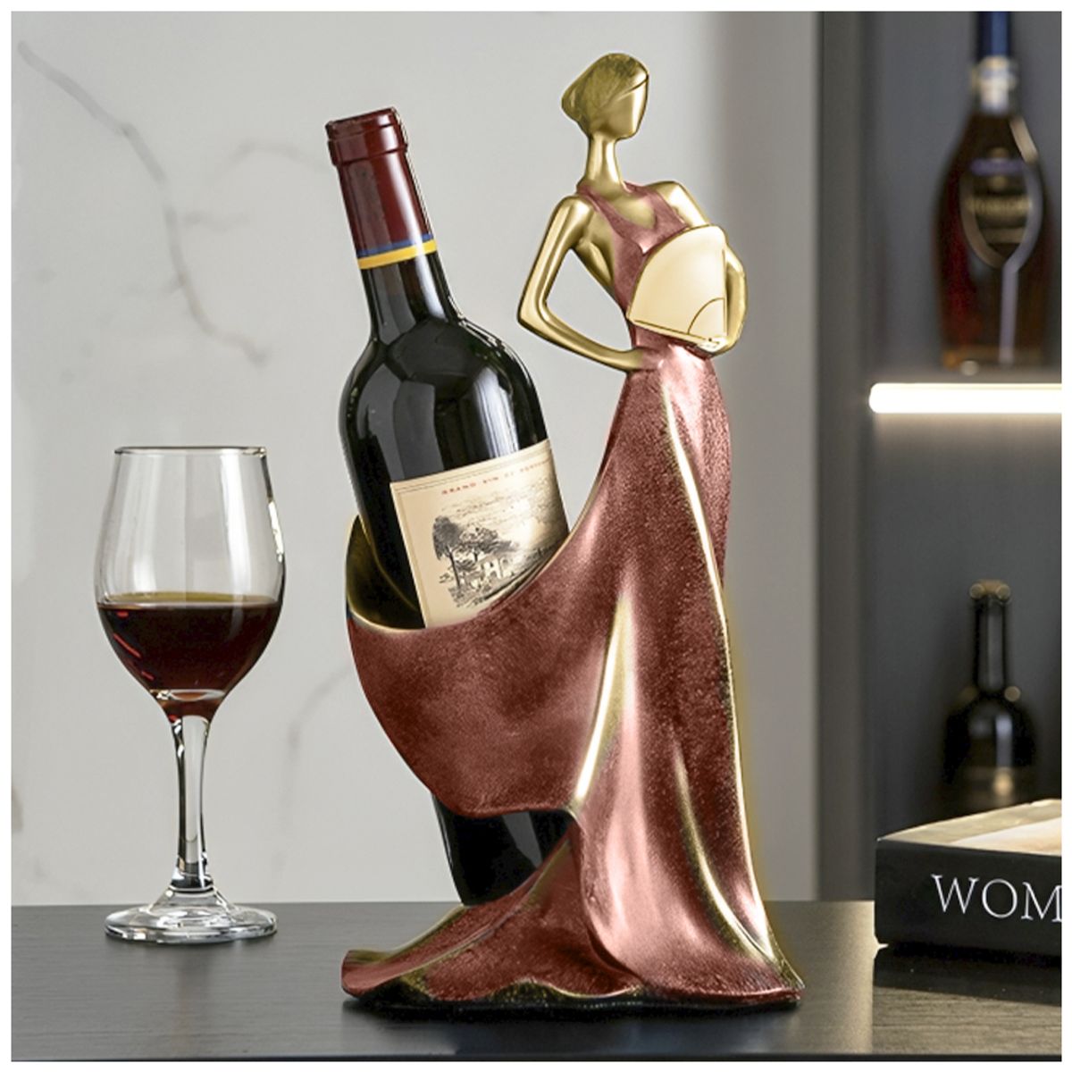 KELLER - Organizador Adorno Soporte de Botellas Porta Vino Rojo AC1