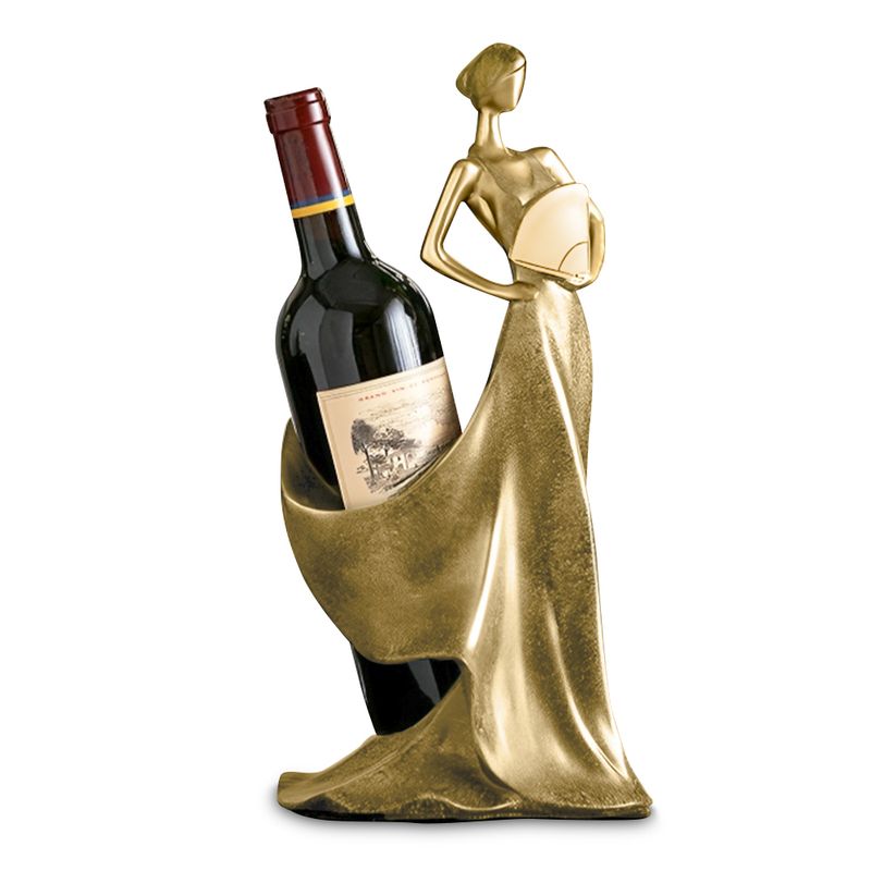 KELLER - Organizador Adorno Soporte de Botellas Porta Vino Dorado AC1