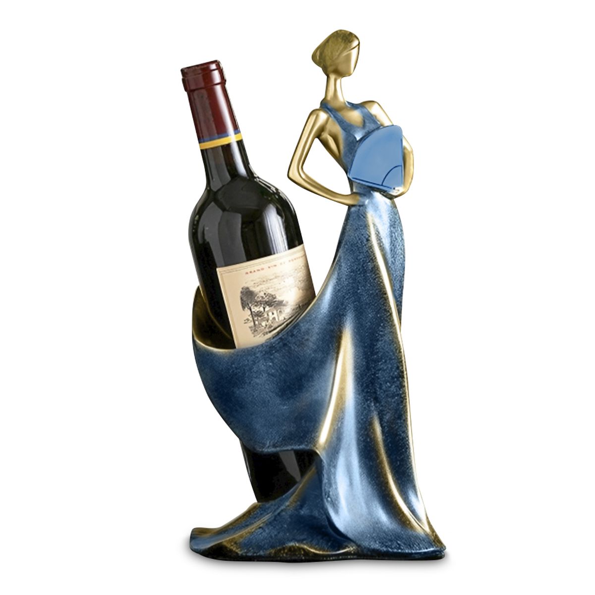 KELLER - Organizador Adorno Soporte de Botellas Porta Vino Azul AC1