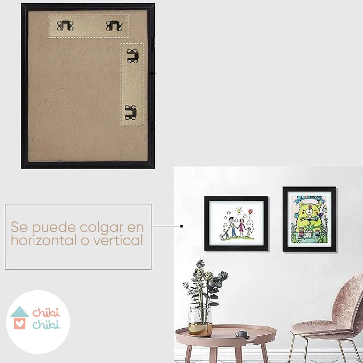 CHIBI CHIBI - Cuadro para trabajos A4 - Madera