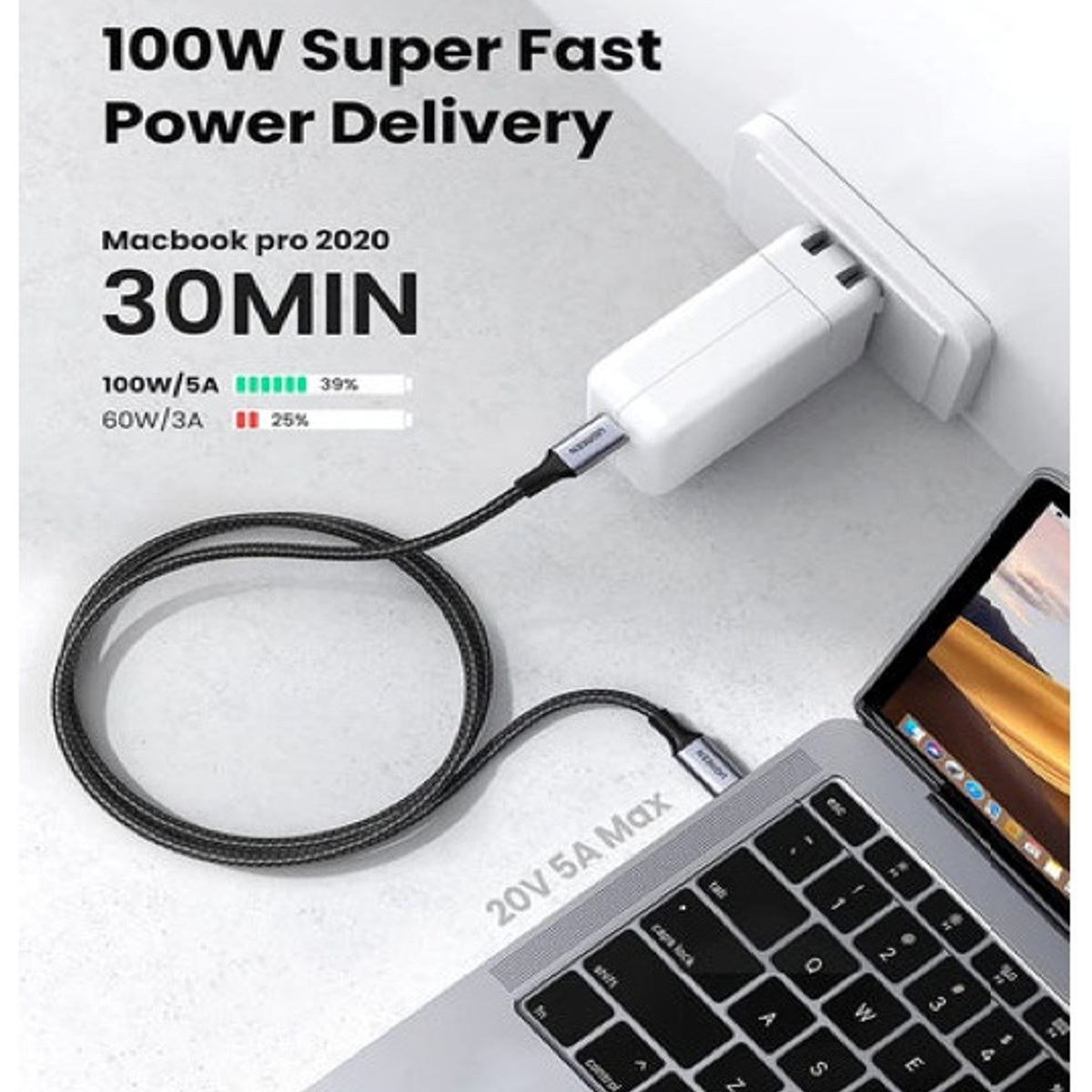 UGREEN - Cable Original Trenzado Ugreen Tipo C 2 Metros