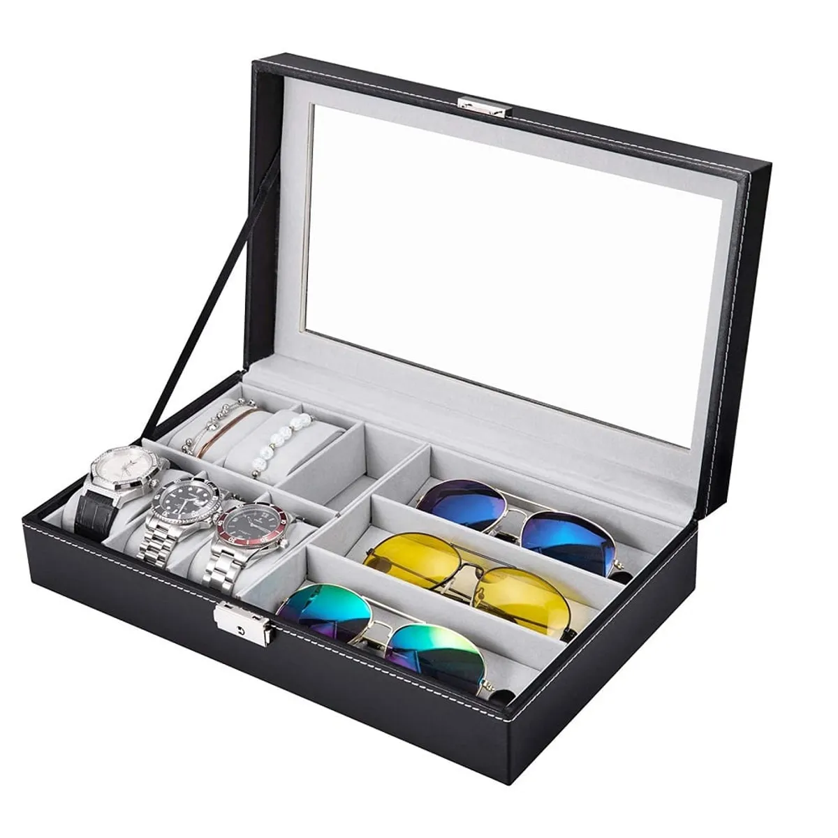 GENERICO - Organizador Porta Reloj y Lentes Color Negro